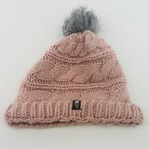 The North Face Womens Cable Knit Winter Beanie Stocking Hat Cap Pink OSFA